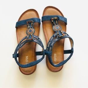 Blue Beaded Sandals